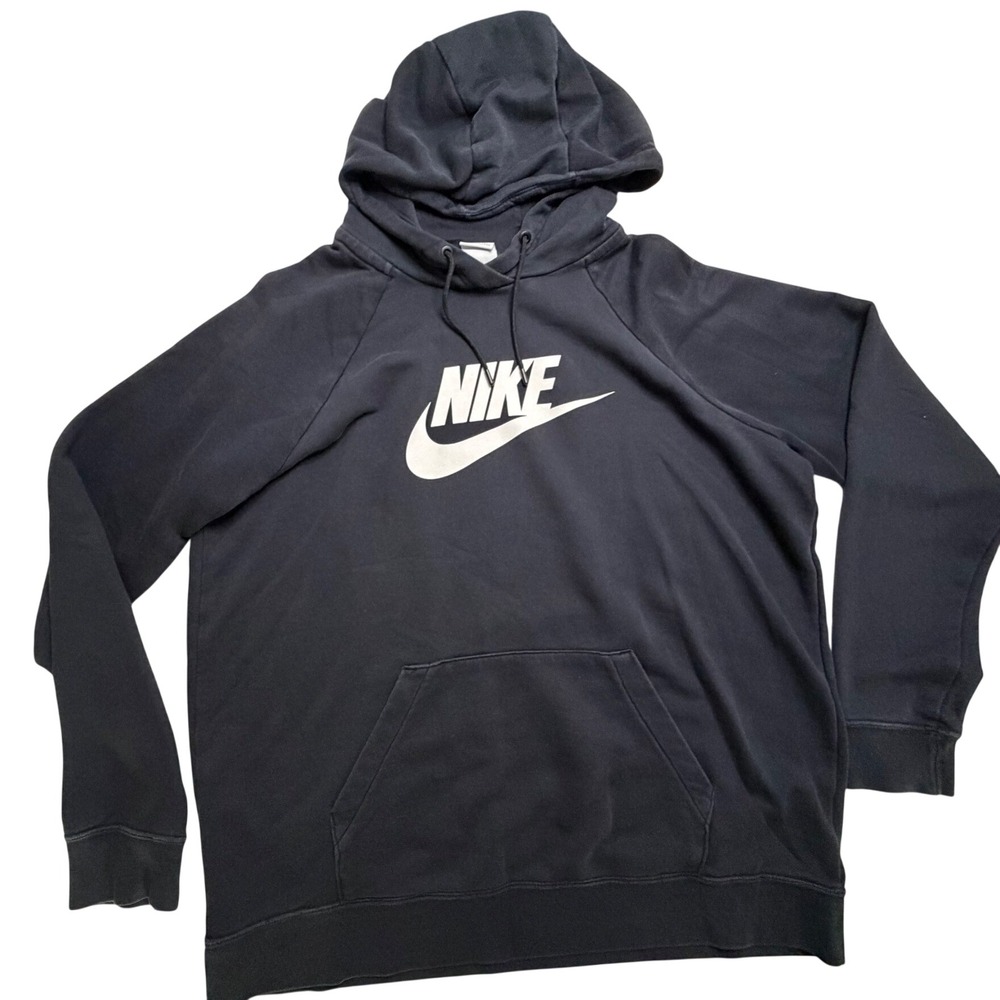 Nike Sportswear Essential Hoodie Mens XL Black Futura Logo Pullover Raglan